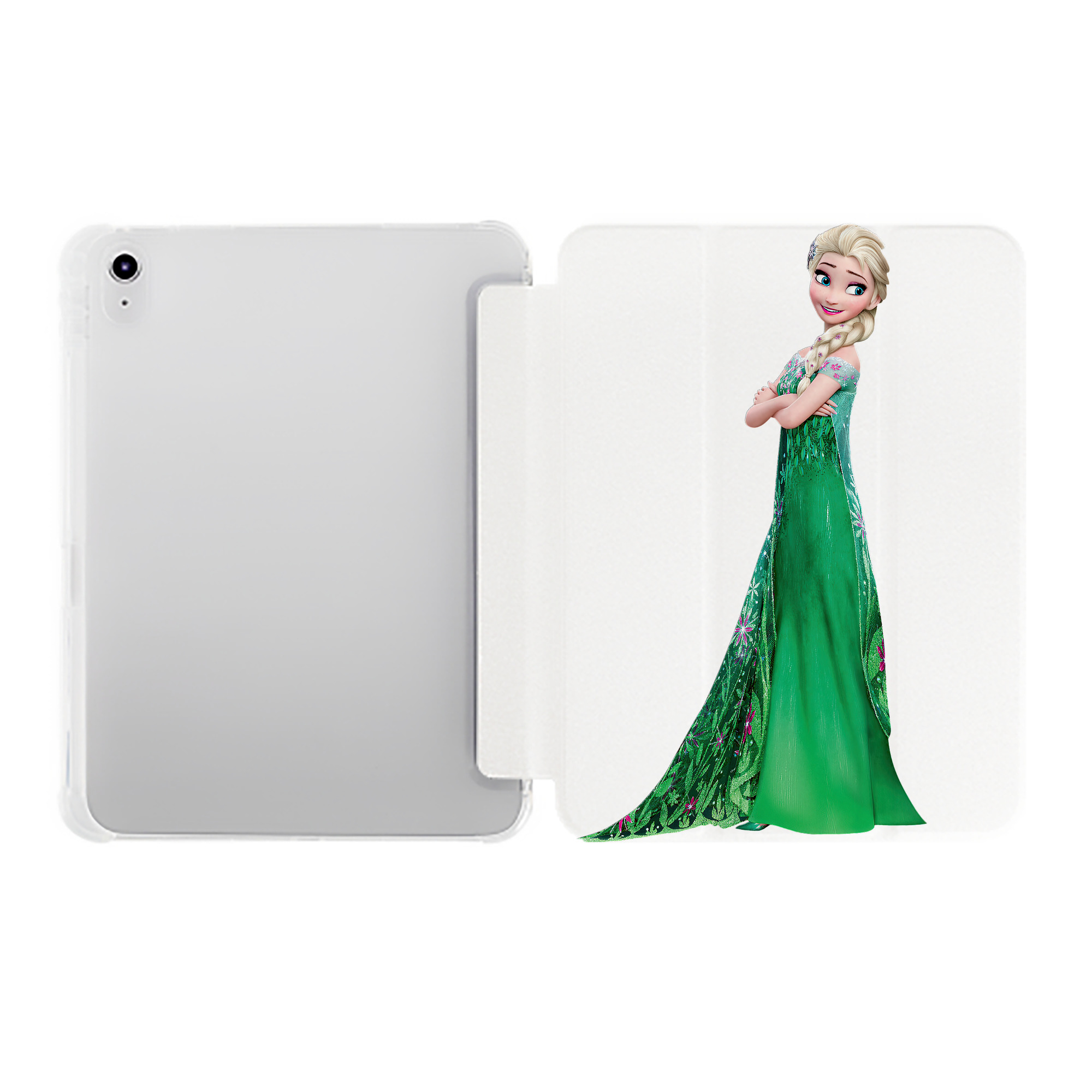 （画像用） アナと雪の女王 アンナ エルサ Frozen Anna Elsa IPad ケース ペン収納付き 三つ折りスタンド PUレザー×シリコン 対応機種9.5/10.5/10.9インチ